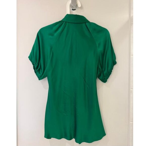 Thomas Pink Green 100% Pure Silk Short-Sleeve Blouse/Shirt - Picture 2 of 6